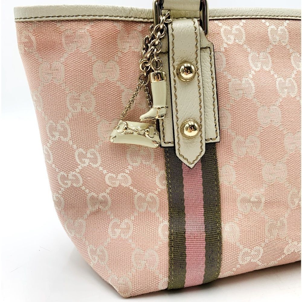 Auth Gucci Jolicoeur Pink Mini Canvas Tote with Charm - Picture 8 of 16